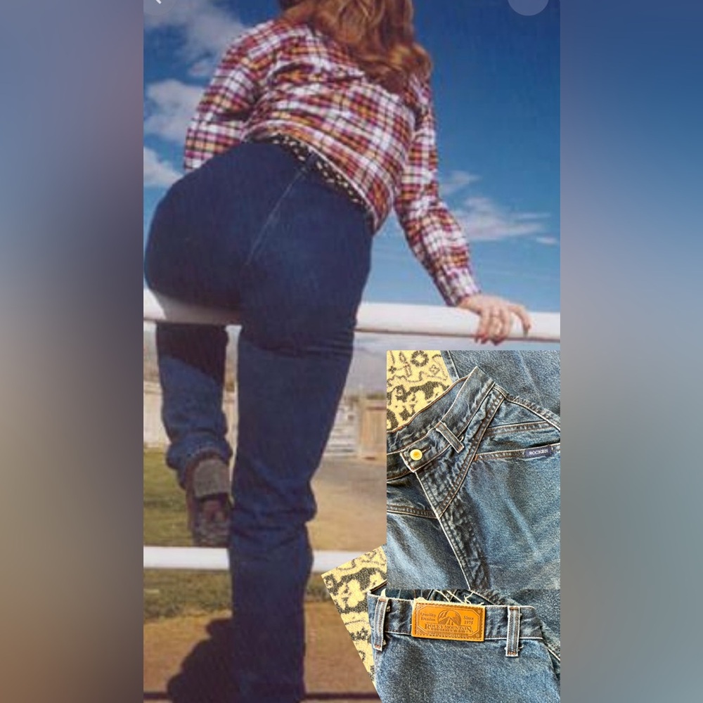 #22 Vintage Rocky Mountain Bareback Rodeo Rider Cowgirl Dark Wash Denim Jeans